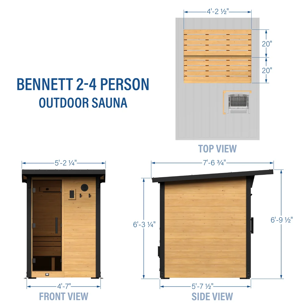 Bennett Outdoor Cabin Sauna - 2-4 Person